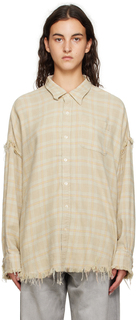 Рубашка цвета хаки с растрепанными швами R13