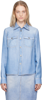 Синяя рубашка с принтом Bottega Veneta