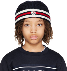 Moncler Enfant Kids Темно-синяя полосатая шапка