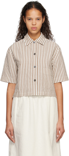 Рубашка в коричнево-белую полоску Margaret Howell
