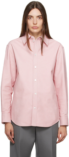 Розовая кожаная рубашка из пике с принтом Bottega Veneta