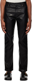 Черные брюки из искусственной кожи со вставками System