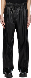 Черные брюки из искусственной кожи с кулиской Wooyoungmi