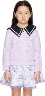 ANNA SUI MINI Детский фиолетовый кардиган с цветочным принтом