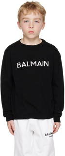 Balmain Kids Черный свитер интарсии