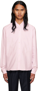 Розовая рубашка с раздвинутым воротником AMI Alexandre Mattiussi