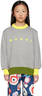 Серый свитер с круглым вырезом Marni Kids