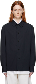Темно-синяя рубашка из плотной ткани ZEGNA