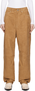 Светло-коричневые прямые кожаные брюки REMAIN Birger Christensen
