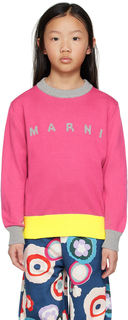Детский розовый жаккардовый свитер Marni