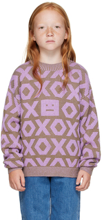 Детский свитер XO цвета хаки и фиолетового цвета Acne Studios