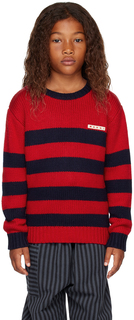 Детский свитер в темно-синюю и красную полоску Marni