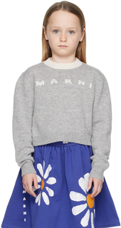 Детский серый свитер интарсии Marni