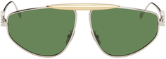 Серебряные и зеленые солнцезащитные очки-авиаторы LOEWE