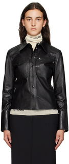 Черная кожаная рубашка-рубашка Helmut Lang