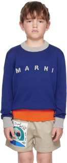 Детский синий свитер интарсии Marni
