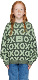 Детский черно-зеленый свитер XO Acne Studios