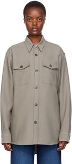 AMI Alexandre Mattiussi Серо-коричневая рубашка с нагрудным карманом