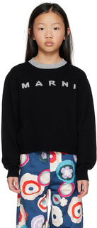 Детский черный свитер интарсии Marni