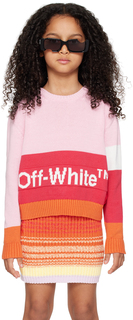 Off-White Kids Розовый свитер с цветными блоками