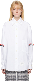 Белая рубашка большого размера с нарукавными повязками Thom Browne RWB