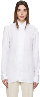 ZEGNA Белая рубашка с раздвинутым воротником
