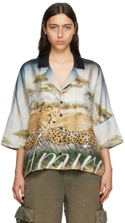 AMIRI Разноцветная рубашка с изображением гепарда