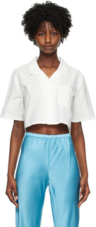 Белая укороченная рубашка из шелкового белья Silk Laundry