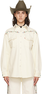 Anna Sui Белая джинсовая рубашка с шипами