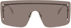 Серебряные солнцезащитные очки с шипами и заклепками Alexander McQueen