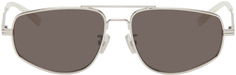 Серебряные солнцезащитные очки-авиаторы Bottega Veneta