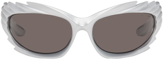 Серебряные солнцезащитные очки с шипами Balenciaga