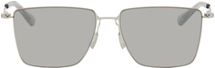 Серебряные ультратонкие прямоугольные солнцезащитные очки Bottega Veneta