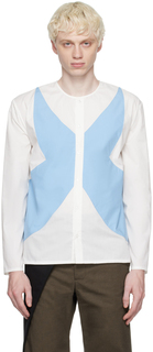 STRONGTHE Бело-синяя рубашка с аппликацией