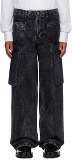 Черные джинсовые брюки карго с кислотной стиркой T/SEHNE