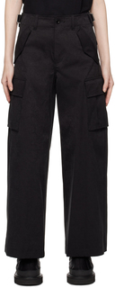 Черные брюки из искусственной замши с карманами-карго sacai