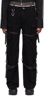 Черные брюки-карго с двойной талией Графитовый C2H4