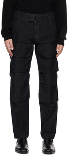 Черные брюки карго, окрашенные в готовой одежде Dries Van Noten