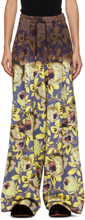 Dries Van Noten Фиолетовые брюки для отдыха с цветочным принтом