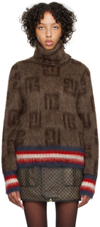 Balmain Коричневый свитер с монограммой