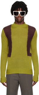 Зелено-фиолетовый свитер со шлейками Rick Owens
