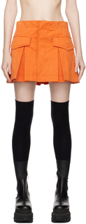 sacai Оранжевая юбка из искусственной замши с запахом