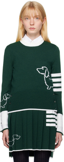 Зеленый - Темный свитер с 4 полосками Hector Thom Browne
