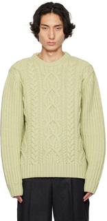 Зеленый легкий свитер с круглым вырезом Dries Van Noten