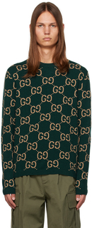Зеленый свитер с узором GG Gucci