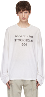 Белая рваная футболка с длинным рукавом Optic Acne Studios