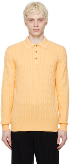 Желтая рубашка-поло Ghiaia с раздвинутым воротником и кашемировым воротником Ghiaia Cashmere