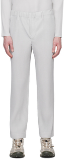 Серые светлые брюки со складками по индивидуальному заказу 2 HOMME PLISSe ISSEY MIYAKE