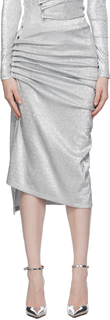 Серебряная юбка миди Rabanne со сборками