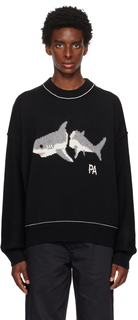 Черный свитер с изображением акулы Palm Angels